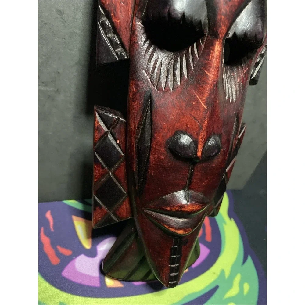 Hand Carved Benin Rare Tribal Mask Wall Hanging 13